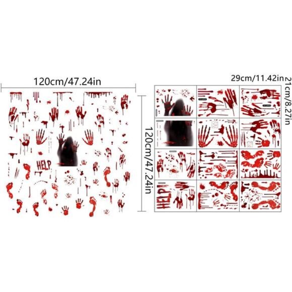 Halloween Bloody Handprint Footprint Window Stickers Wall Stickers for Halloween - Picture 2 of 8